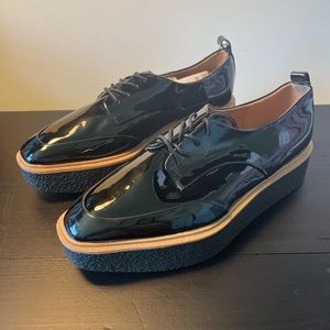Sleek Zara Patent Leather Platform Loafers – Size 11
